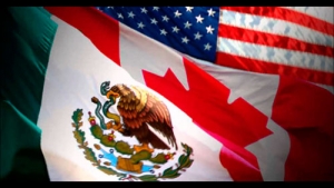 Los símbolos patrios de México, Canadá y EE.UU, en lugar de honor en reuniones del TLC.