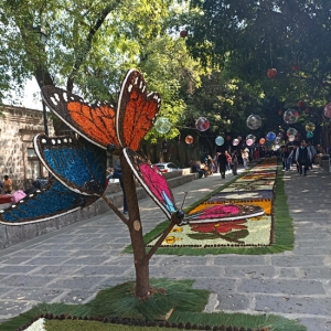 Artesanos de Patamban decoraron tapetes de flores con 3 millones de flores en el FMM