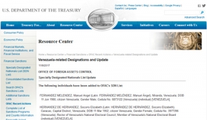 El Tesoro sanciona a diez funcionarios del gobierno venezolano