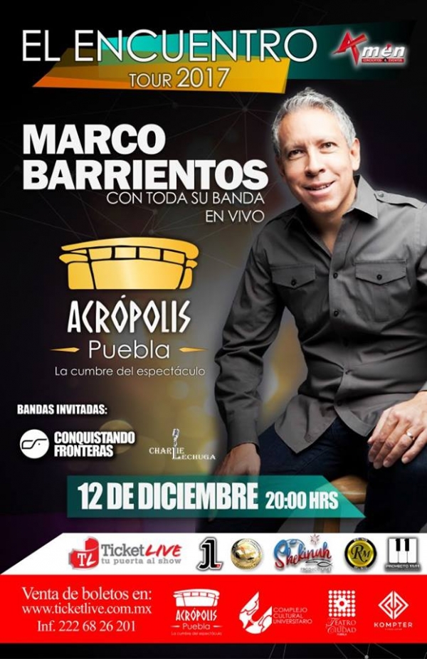 Marco Barrientos se presentará en Acrópolis Puebla