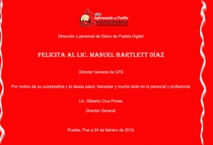 Felicitación a don Manuel Bartlett Díaz