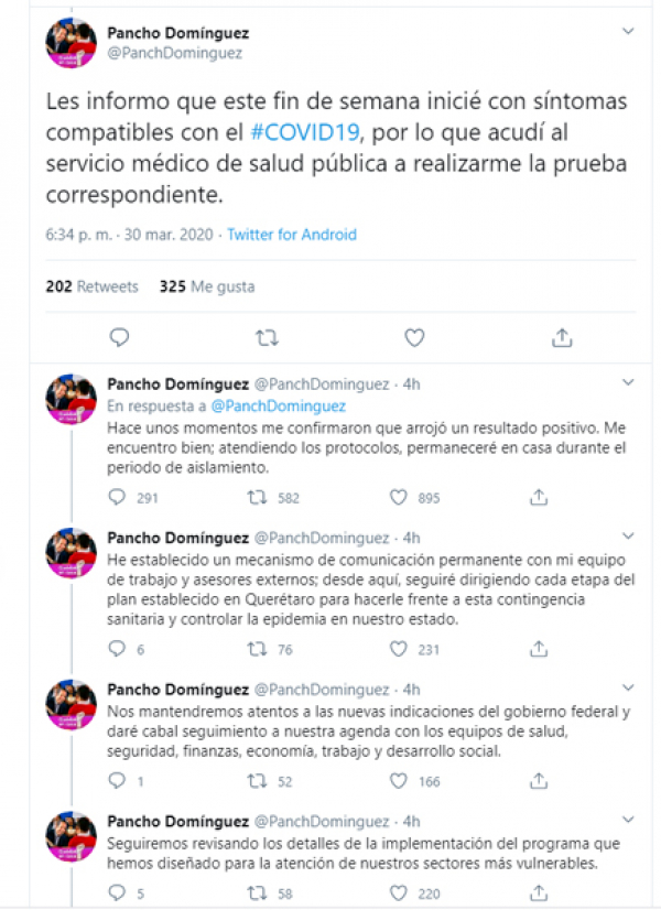 Gobernador de Querétaro infectado por Covid-19