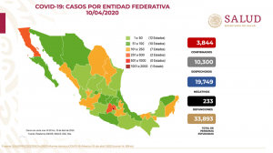 3 mil 844 casos de covid - 19 en México, 233 decesos