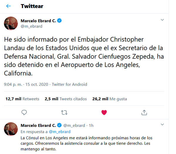 Detenido Salvador Cienfuegos en EE.UU.