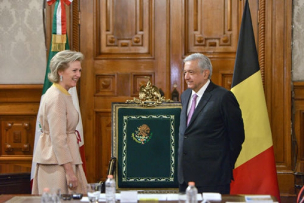 AMLO recibe en Palacio Nacional a la princesa Astrid de Bélgica
