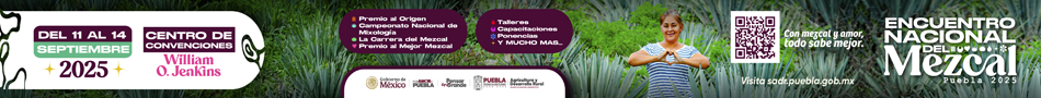 Banner “ENCUENTRO NACIONAL DEL MEZCAL PUEBLA 2025”