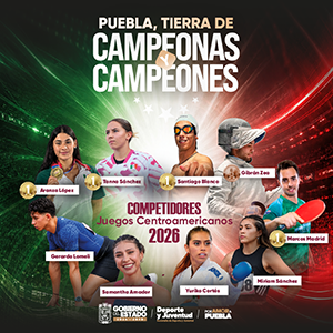 Banner "PUEBLA, TIERRA DE CAMPEONAS Y CAMPEONES"