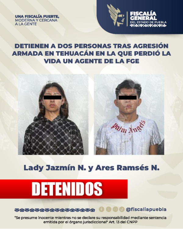 Agente FGE muere en Tehuacán; hay dos detenidos
