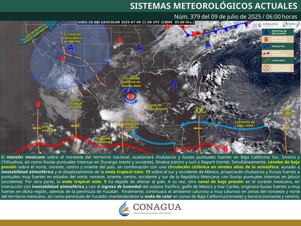 Lluvias puntuales intensas en Sinaloa, Durango, Nayarit y Jalisco