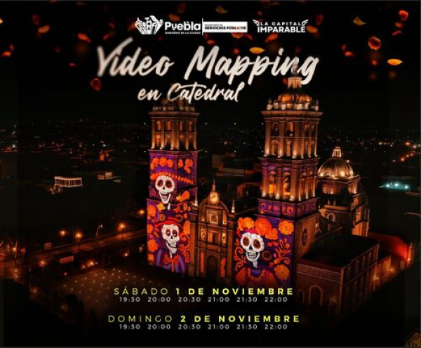 Videomapping del Día de Muertos en Puebla Capital