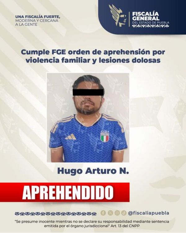 FGE detiene a Hugo N. por violencia y lesiones