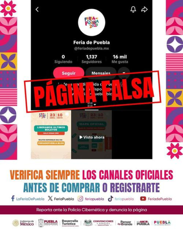 &iexcl;Cuidado! Circula falsa preventa para Feria de Puebla