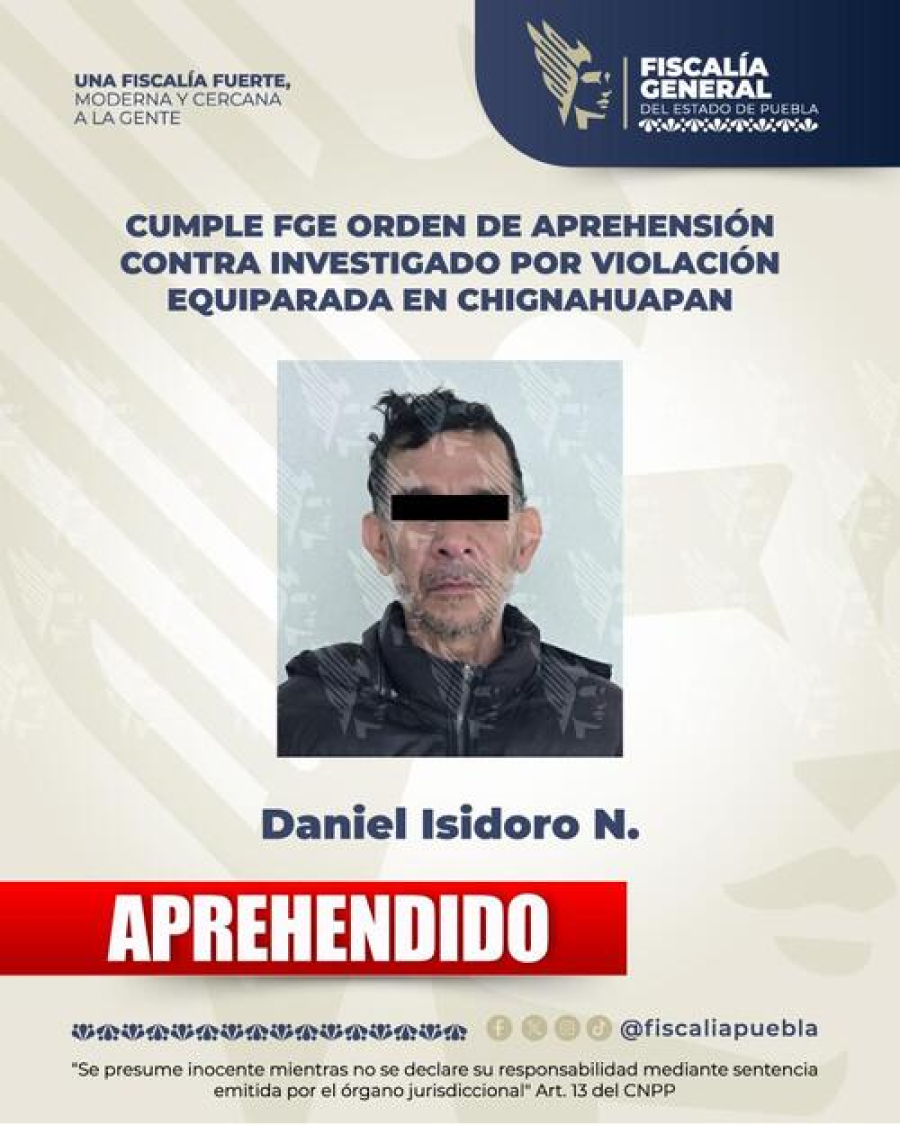 En Chignahuapan, FGE detiene a presunto violador