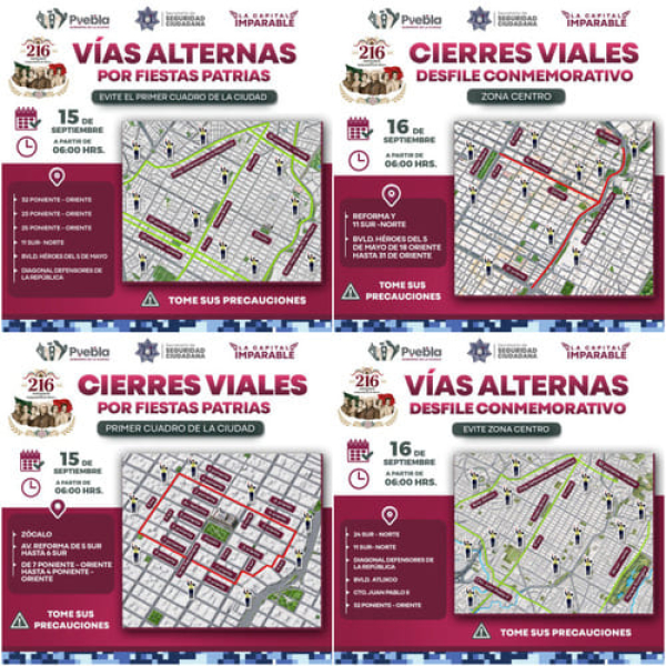 Ayuntamiento anuncia cierres viales por Fiestas Patrias