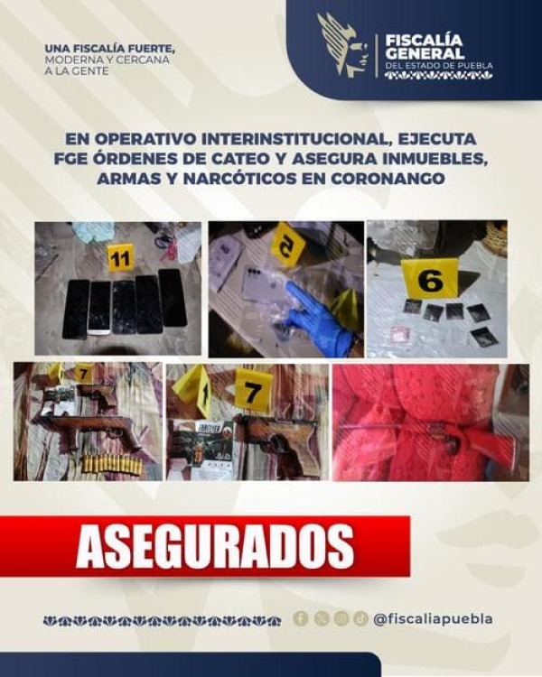 FGE incauta armas y drogas en Coronango