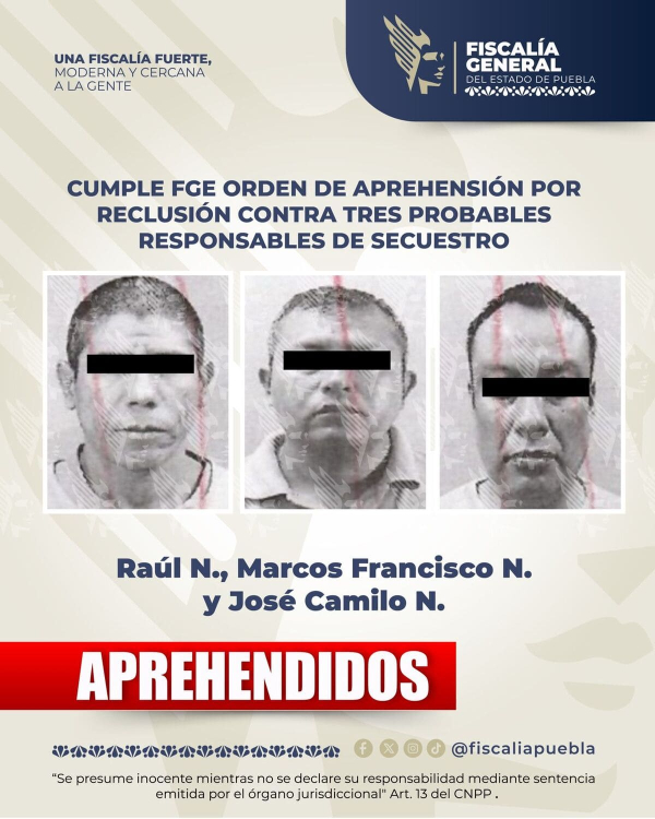 FGE detiene a tres presuntos secuestradores