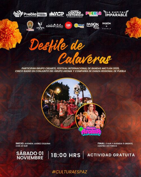 Invitan IMACP y Crearte al 14° Desfile de Calaveras