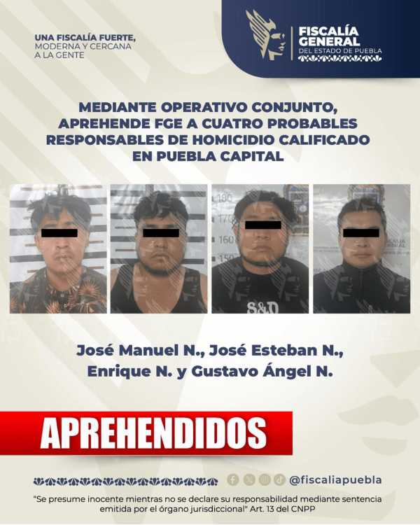 FGE captura a cuatro por homicidio calificado