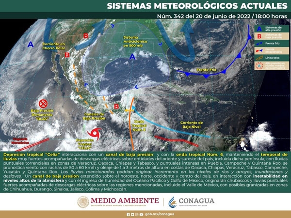Persistirá temporal de lluvias en oriente y sureste de México