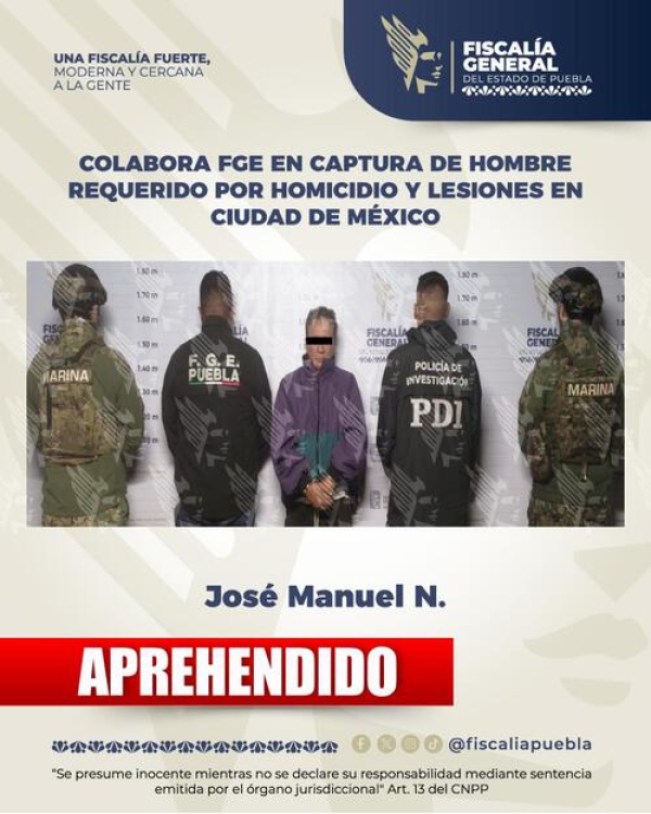 FGE localiza en Texmelucan a prófugo de CDMX