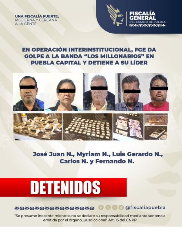 FGE captura a líder de “Los Millonarios” en Puebla