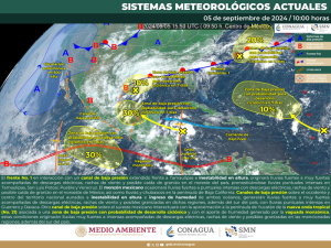 Sistema frontal 1 y meteorológicos ocasionarán lluvias intensas en México