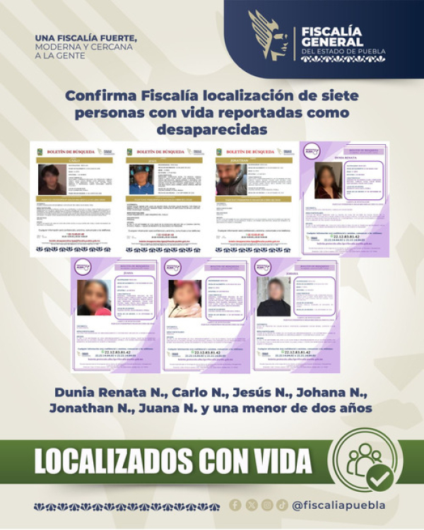 FGE encuentra con vida a siete desaparecidos
