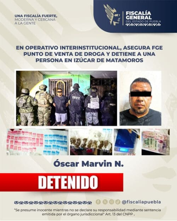 FGE asegura droga tras cateo en Izúcar