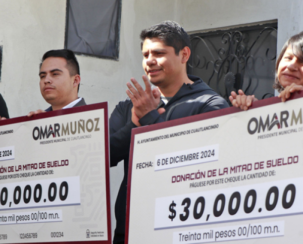 Entrega Omar Muñoz mitad de su salario para beneficio de Cuautlancingo