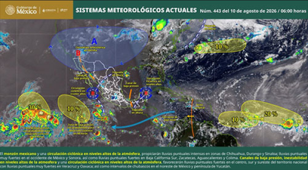 CNPC mantiene alerta por lluvias fuertes y altas temperaturas en varios estados