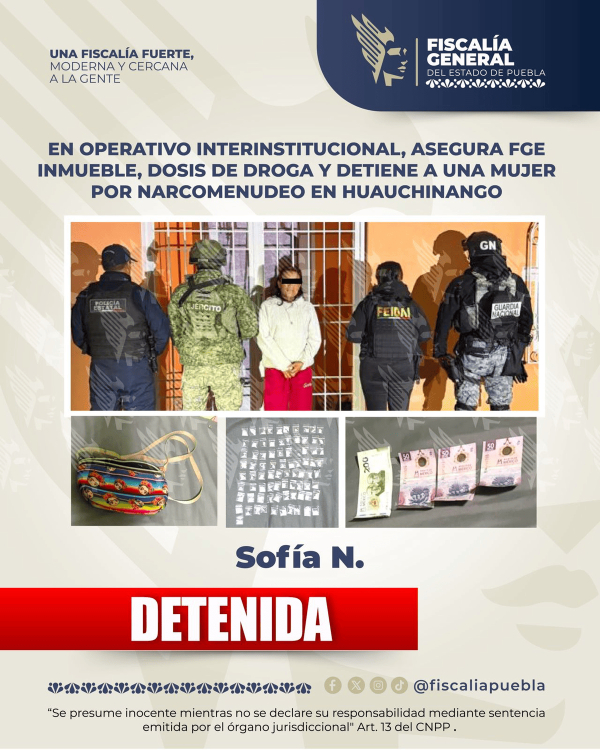 Detienen a narcomenudista en Huauchinango