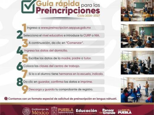 Febrero, mes de las preinscripciones: SEP