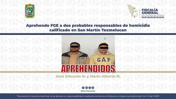 FGE detiene a presuntos homicidas en Texmelucan