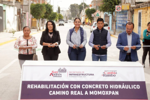 Calle rehabilitada en la colonia Lázaro Cárdenas de San Andrés Cholula