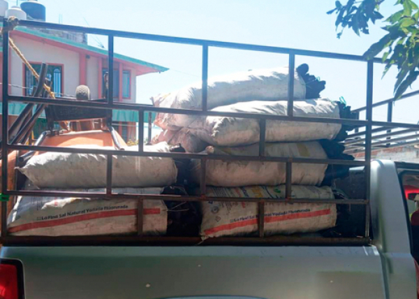 SSP y PROFEPA recupera 44 bultos de carbón en Tlacotepec