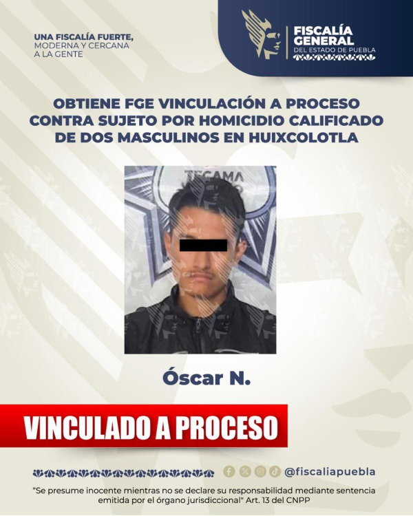 Vinculan a proceso a Óscar N. por homicidio en Huixcolotla