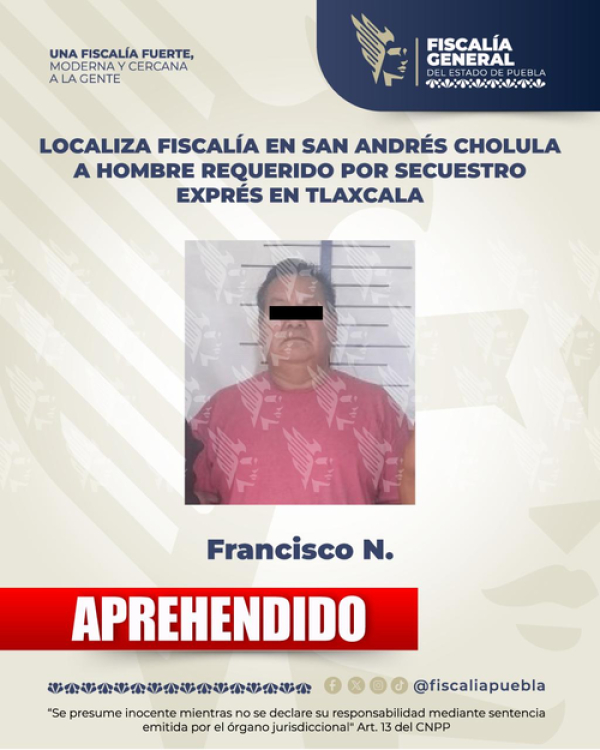 Capturan en Cholula a prófugo buscado por secuestro