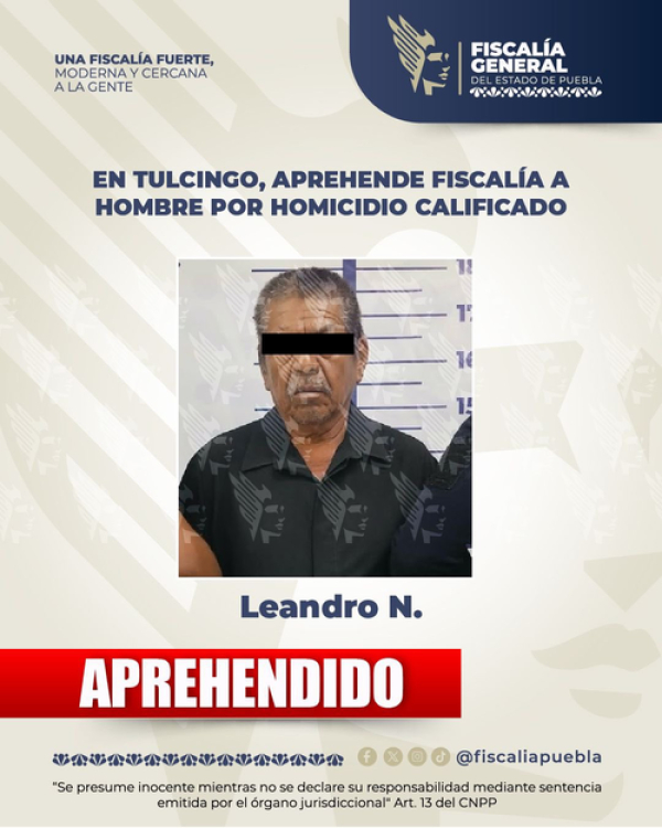 FGE captura a Leandro N. por homicidio calificado