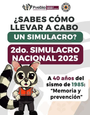 Puebla Capital participa en 2do. Simulacro Nacional 2025