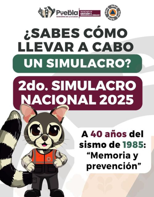 Puebla Capital participa en 2do. Simulacro Nacional 2025