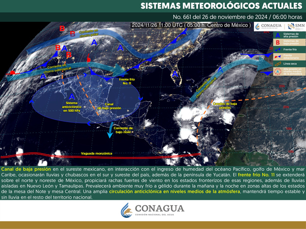 Frente frío no. 11 se extenderá al norte y noreste de México