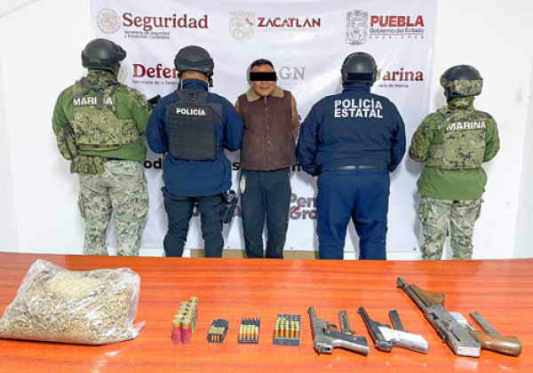 Detienen SEMAR, Policía Estatal y Municipal a hombre armado