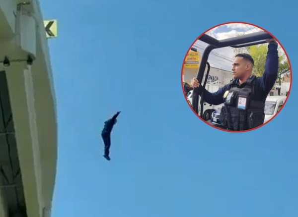 VIDEO | Policía se lanza de un puente en Guanajuato