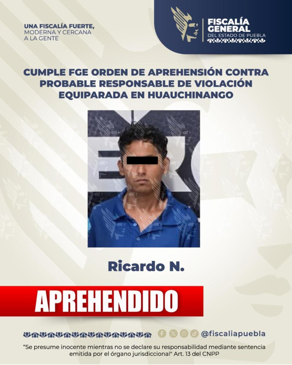 FGE captura a presunto violador de Huauchinango