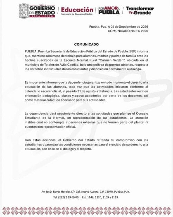 SEP mantiene diálogo en Normal de Teteles