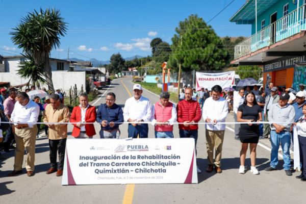 El gobernador Sergio Salomón inauguró el tramo Chilchotla - Chichiquila