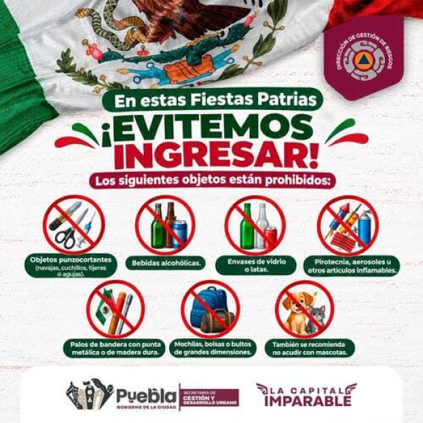 Ayuntamiento restringe objetos durante el Grito