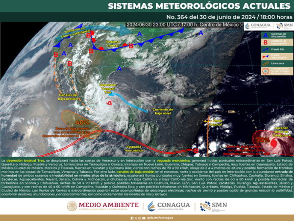 Lluvias puntuales extraordinarias en San Luis Potosí, Querétaro, Hidalgo, Puebla Y Veracruz