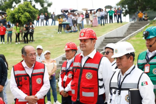 En Puebla, Alejandro Armenta encabeza Simulacro Nacional